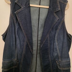 Coldwater Creek Denim Vest - Dark Blue